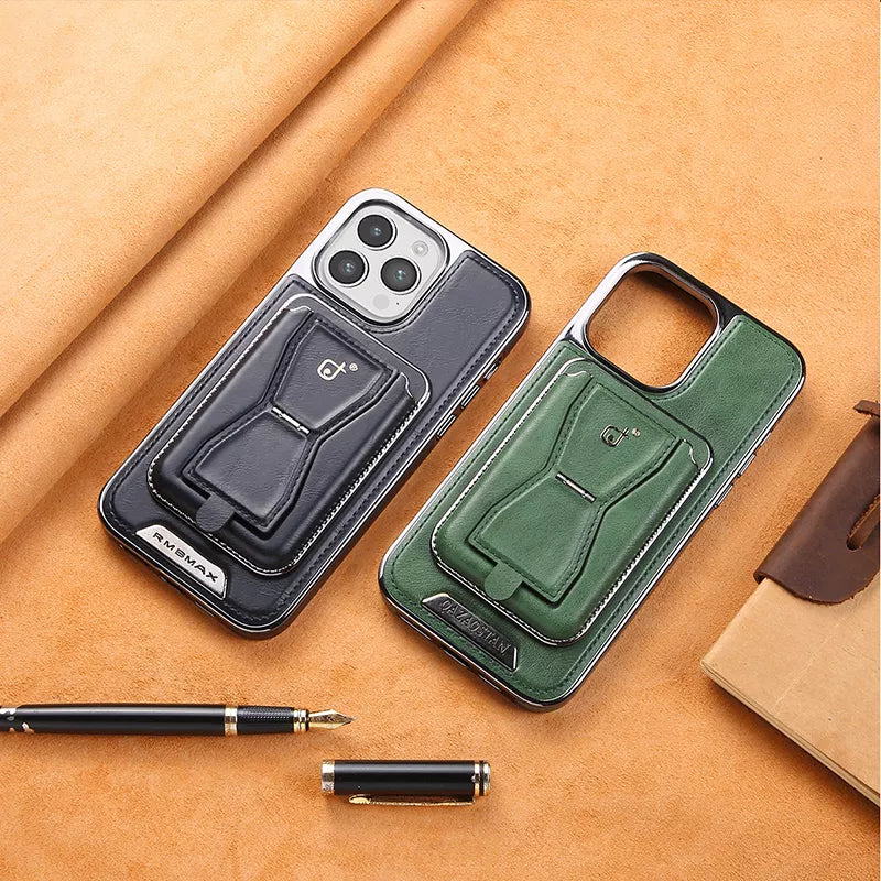 Premium Leather Case with Card Holder & Magnet For iPhone