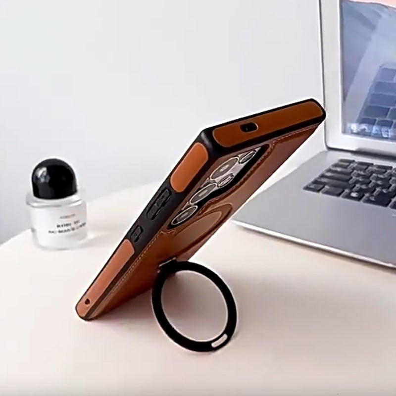 🔥Leatherette phone case with magnetic folding stand for Samsung