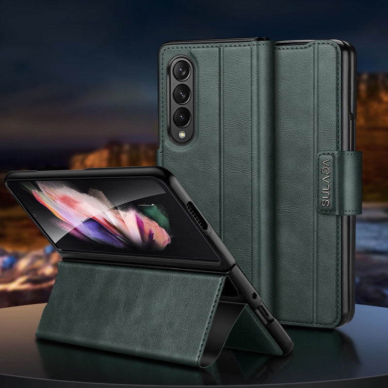 Magnetic Buckle Stand Folding Leather Case For Samsung Galaxy Fold