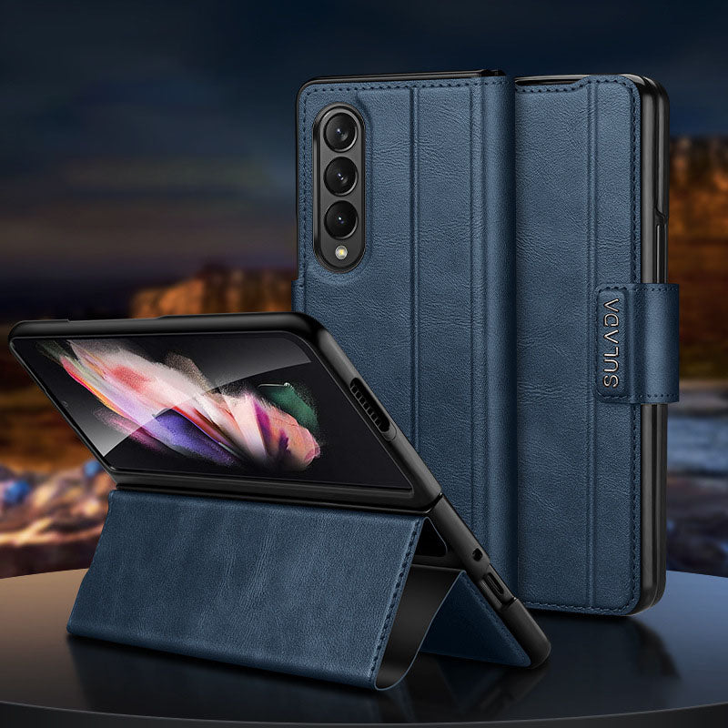 Magnetic Buckle Stand Folding Leather Case For Samsung Galaxy Fold