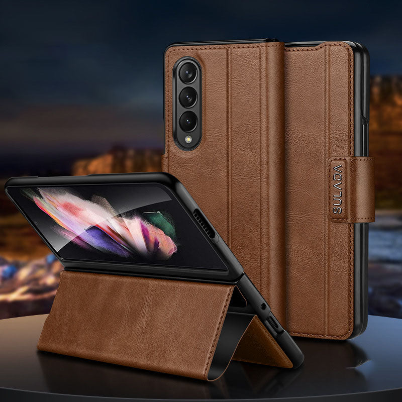 Magnetic Buckle Stand Folding Leather Case For Samsung Galaxy Fold