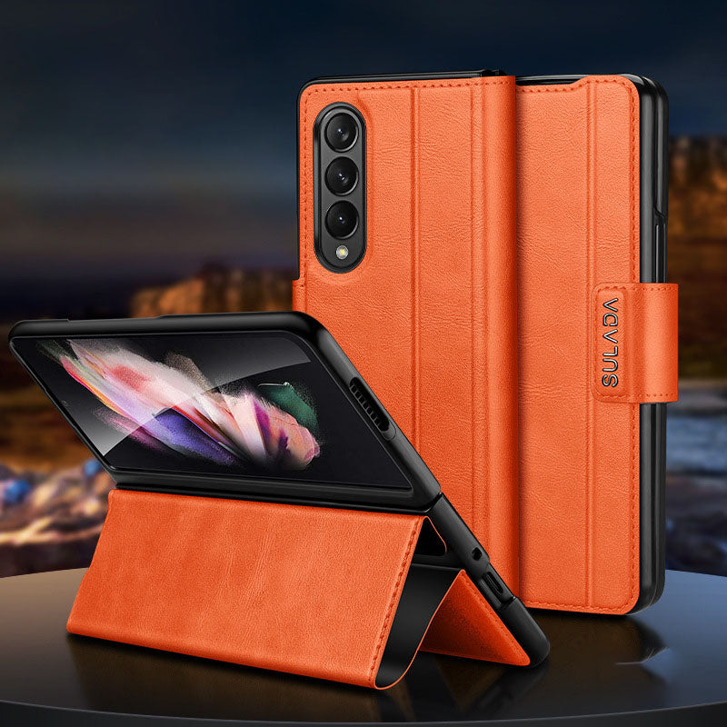 Magnetic Buckle Stand Folding Leather Case For Samsung Galaxy Fold