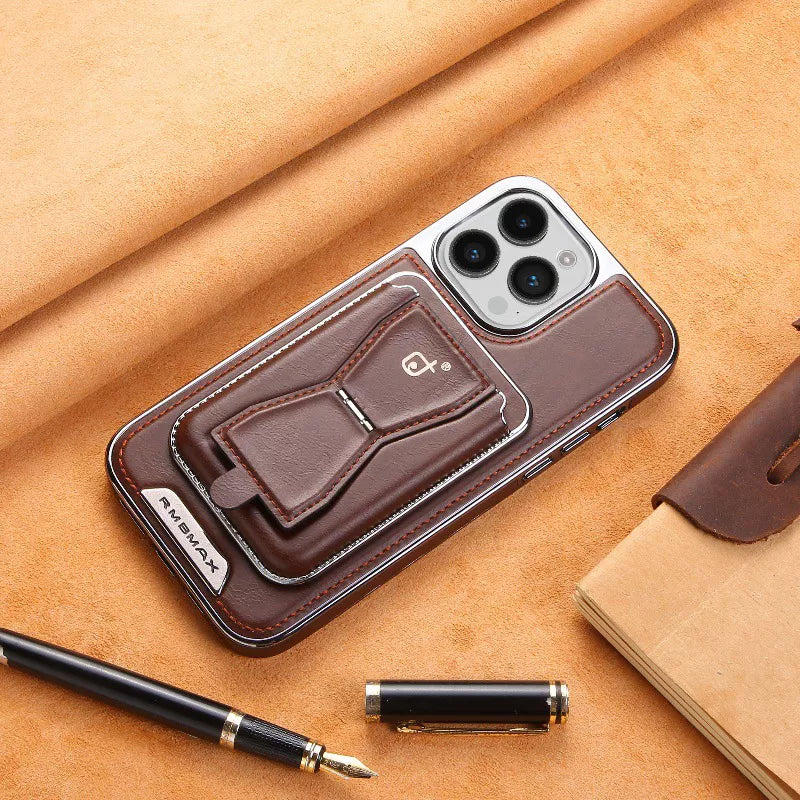 Premium Leather Case with Card Holder & Magnet For iPhone