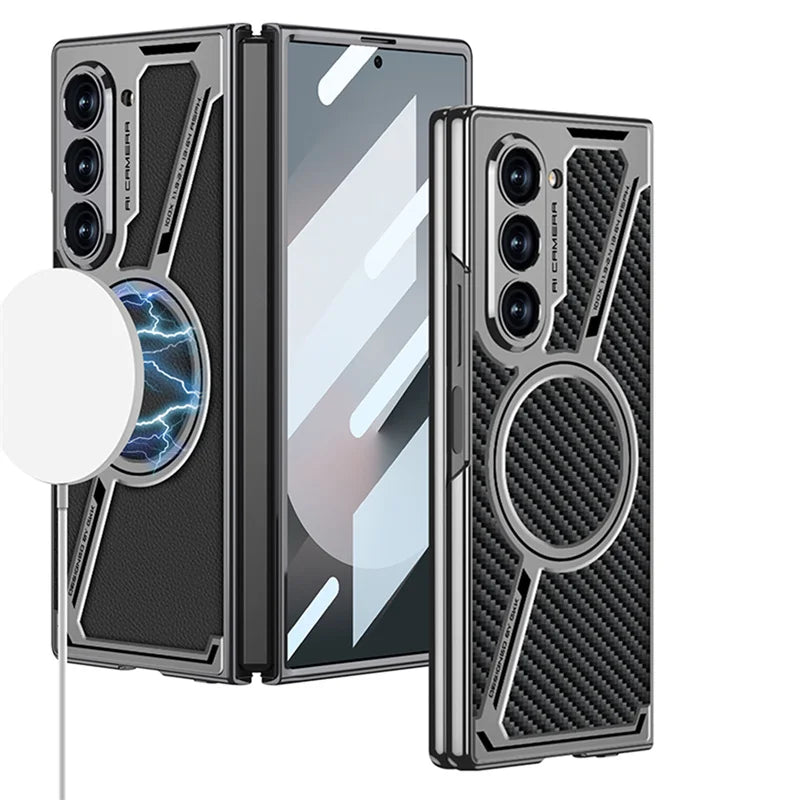 Z-Style Magnetic Leather Case for Galaxy Z Fold Series - Shockproof & Elegant