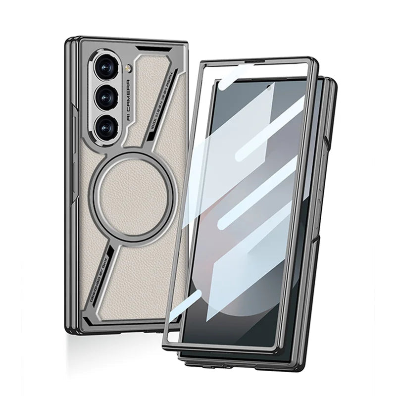 Z-Style Magnetic Leather Case for Galaxy Z Fold Series - Shockproof & Elegant