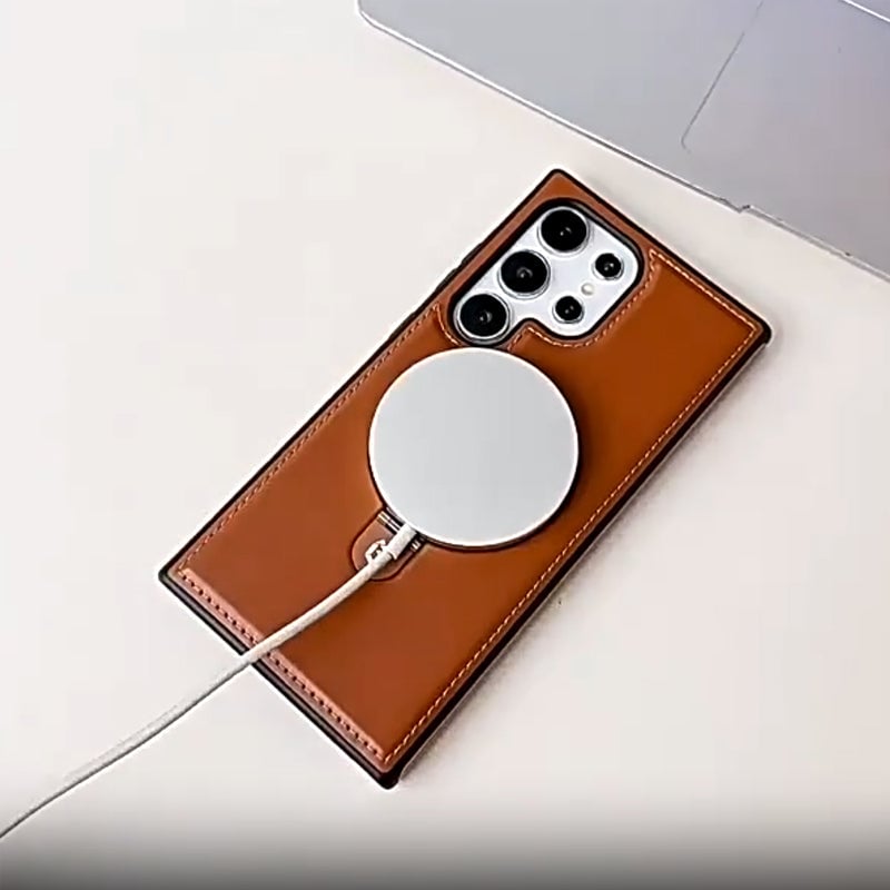 🔥Leatherette phone case with magnetic folding stand for Samsung