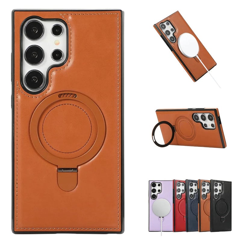 🔥Leatherette phone case with magnetic folding stand for Samsung