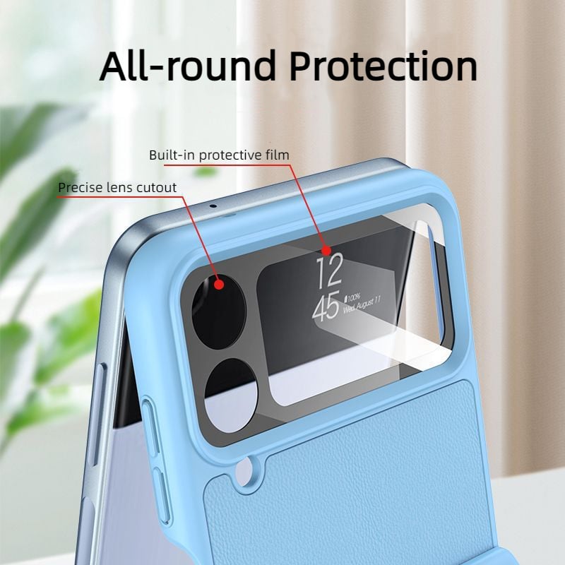 Magnetic Hinge PU Leather Case with Ring Bracket for Samsung Galaxy Z Flip