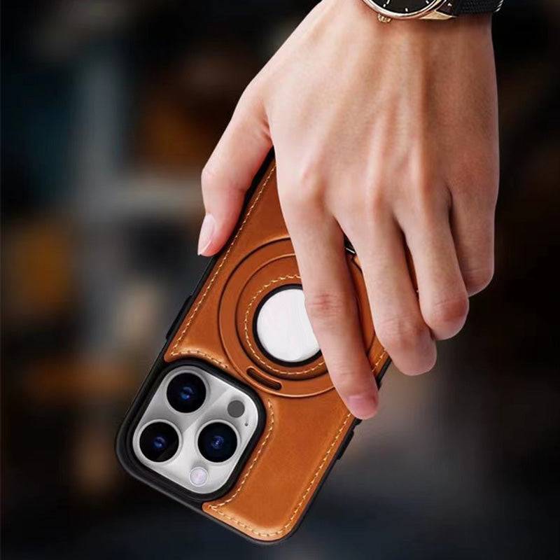 Full-Coverage Shockproof Leather Magnetic Stand iPhone Case