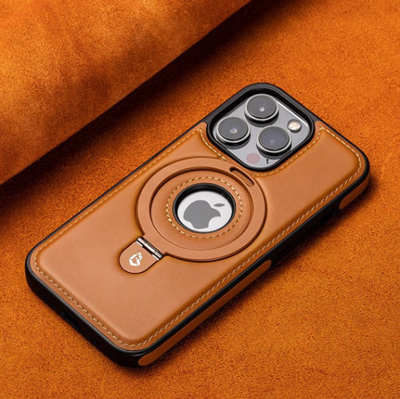 Full-Coverage Shockproof Leather Magnetic Stand iPhone Case