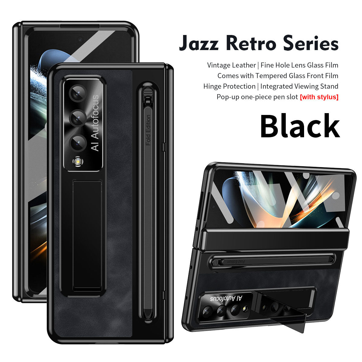 Jazz Retro Style Protective Leather Phone Case For Samsung Galaxy Z Fold